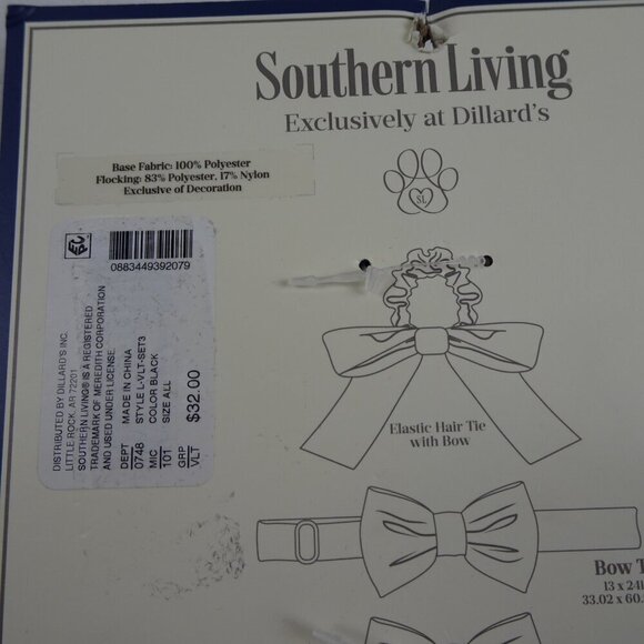 Velvet Bow Tie AND Ladies Hair Tie AND Dog Bow Tie Black 3 Piece Set Matching - Picture 5 of 8